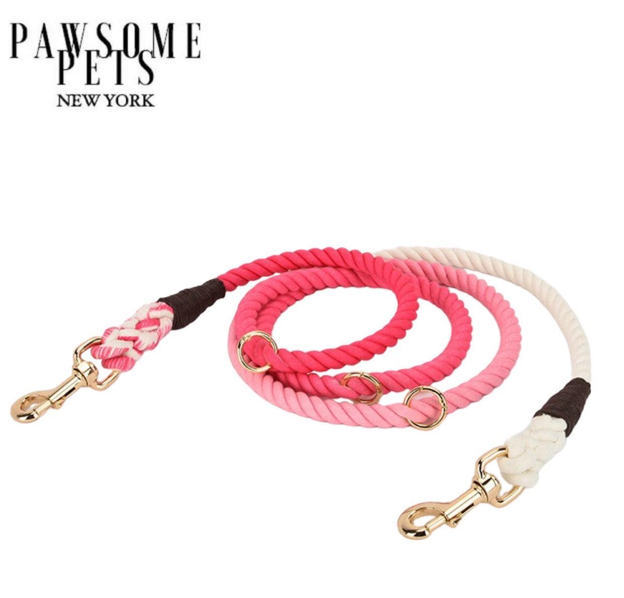 HANDS FREE DOG ROPE LEASH - OMBRE ROSE PINK