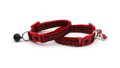 Shiny Red Squiggles on Black Cat Collar